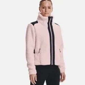 Y Under Armour Women’s Legacy Pink & Black Fuzzy Sherpa Full Zip Winter Jacket